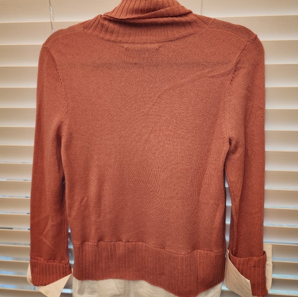 Ladies Twofer Merino Wool Turtle Neck Long Sleeve Sweater XSmall - Picture 7 of 7